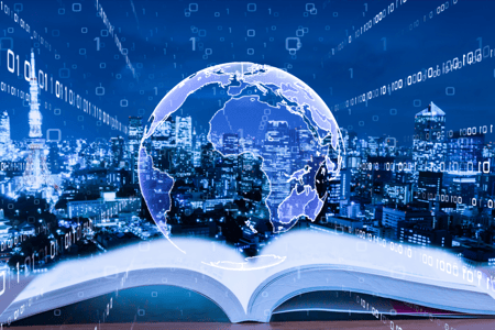 globe on top of book